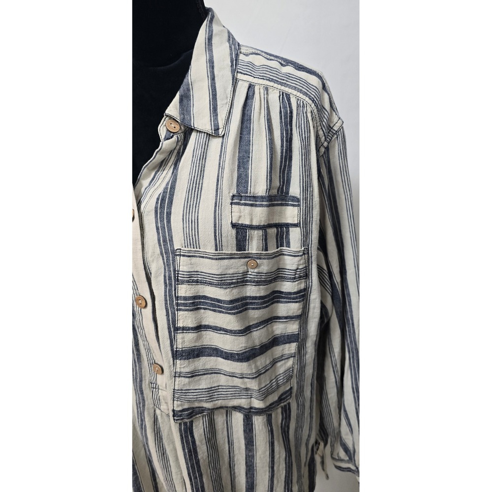We The Free People Revolve women L summer breeze stripe linen blend blouse - Picture 6 of 11